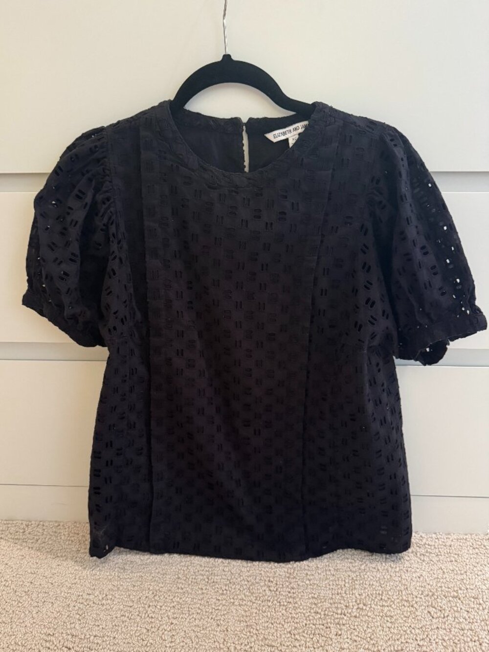 Elizabeth and James Eyelet Puff Sleeve Top